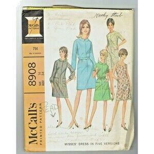McCalls 8908 Size 14 Bust 34 Misses Womens Dress 5 versions Vintage Pattern